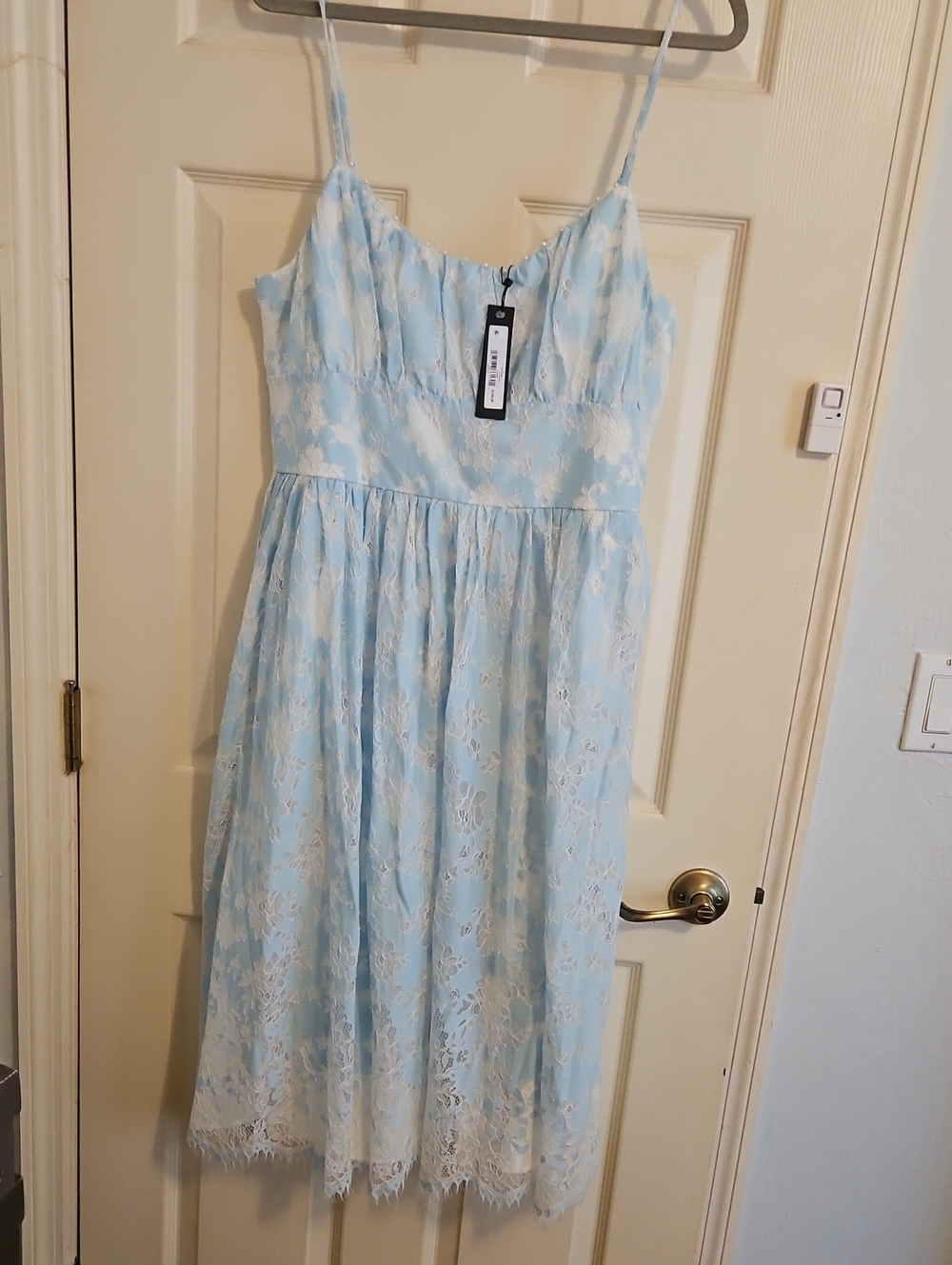 Steve Madden Light Blue Lace Spaghetti-Strap Midi Dress
